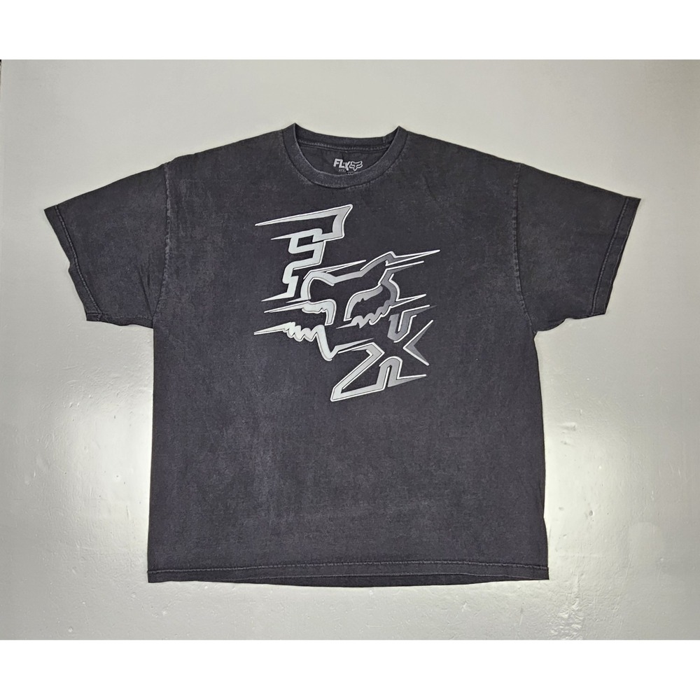 Fox Racing T-shirt Mens‎ 2XL Y2k Black Motorcycle Bikes Short Sleeve Tee